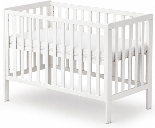 Wooden Baby Cot Bed With Deluxe Aloe Vera Mattress,Baby Crib,Convertible Cot,Baby Crib,3 Adjustable Bed Base Positions (120x60CM)