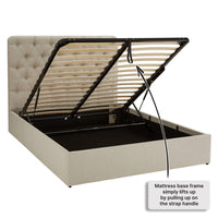 6ft Super King Ottoman Bed Frame, Chesterfield Button Headboard, Natural thumbnail 8
