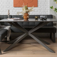 Saturn 150cm Dining Table Dark Grey & Rubix Corner Bench in Grey thumbnail 3