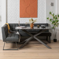 Saturn 150cm Dining Table Dark Grey & Rubix Corner Bench in Grey thumbnail 1