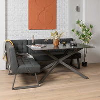 Saturn 150cm Dining Table Dark Grey & Rubix Corner Bench in Grey thumbnail 2