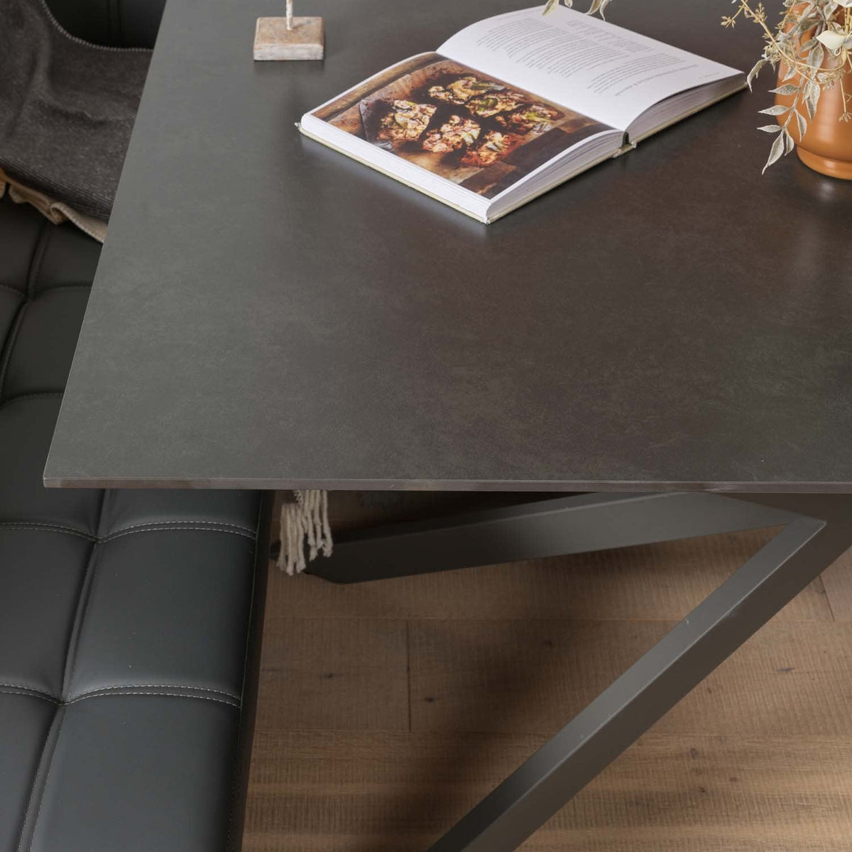 Saturn 150cm Dining Table Dark Grey & Rubix Corner Bench in Grey — image 4