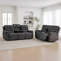 Sicily 3 + 2 Electric Power Grey Fabric Recliners Sofa Suite thumbnail 1