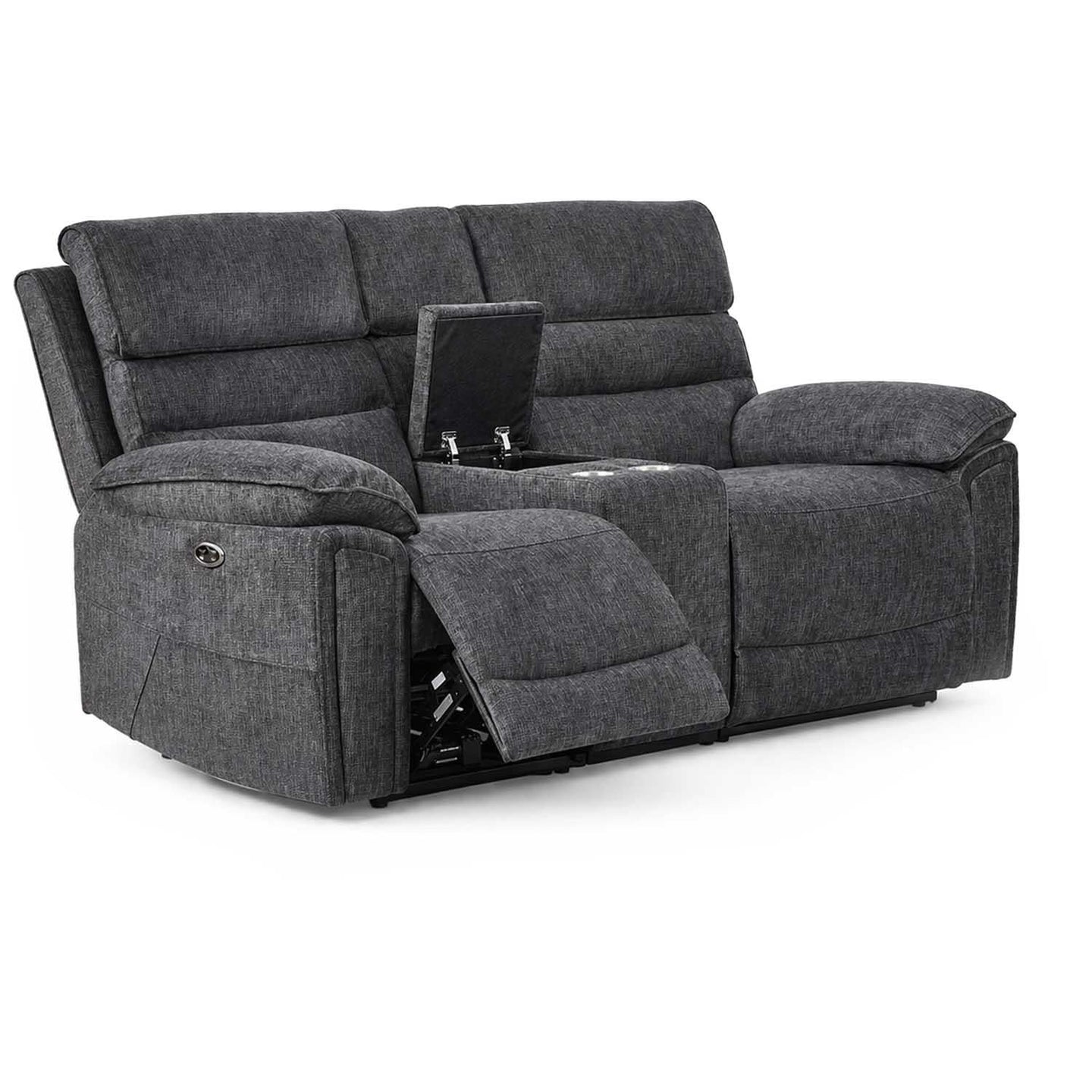 Sicily 3 + 2 Electric Power Grey Fabric Recliners Sofa Suite — image 2