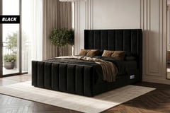 Cloud9 Isabella Bed Frame with Mattress, Winged Headboard USB Charging — image 8