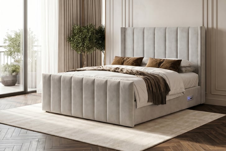 Cloud9 Isabella Bed Frame with Mattress, Winged Headboard USB Charging — image 3