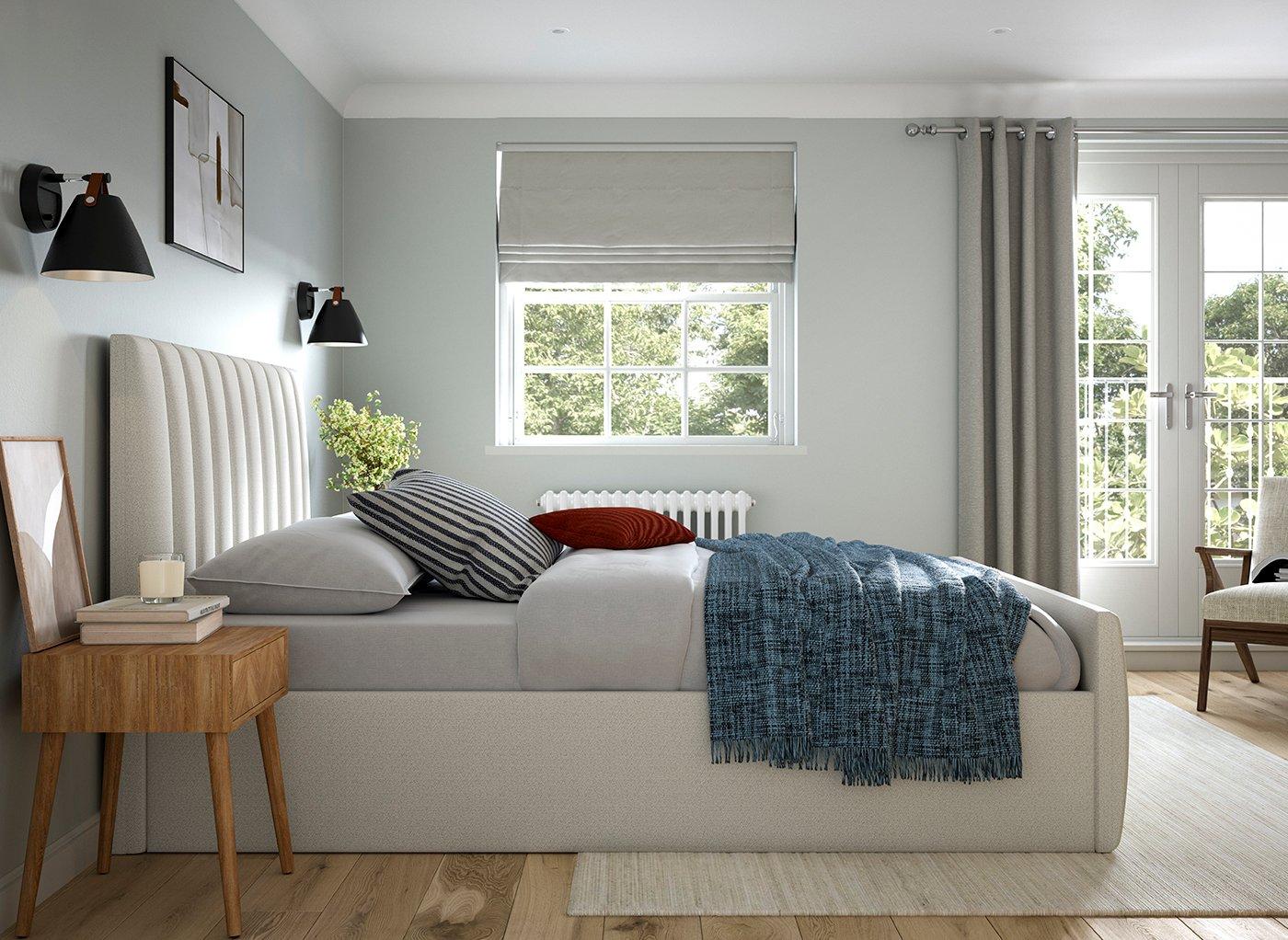 Dreams Davies Ottoman Bed Frame, Fluted Upholstered Headboard, Grey — image 3