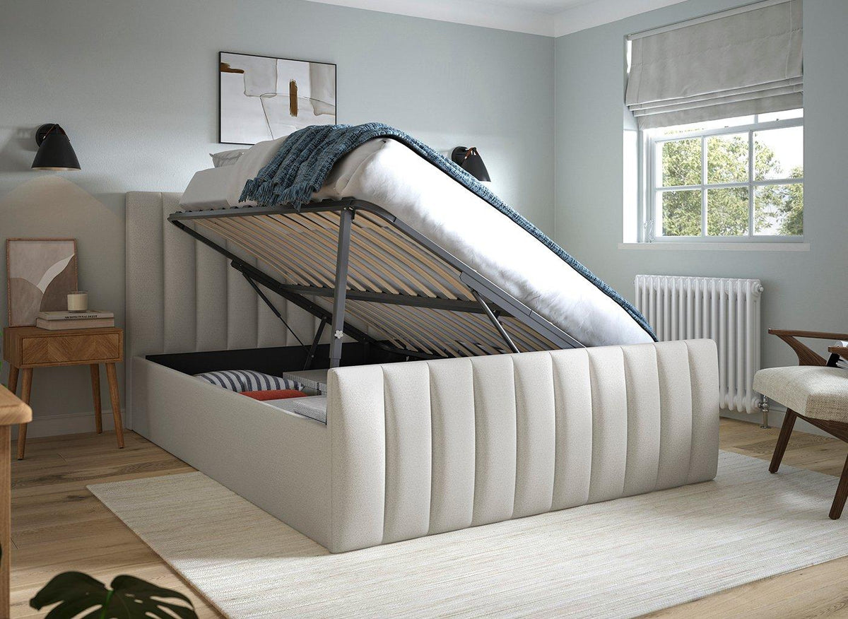 Dreams Davies Ottoman Bed Frame, Fluted Upholstered Headboard, Grey — image 2