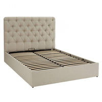 6ft Super King Ottoman Bed Frame, Chesterfield Button Headboard, Natural thumbnail 7