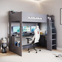 Flair Skyhigh Gaming High Sleeper Bed Frame, L-Shaped Desk, Anthracite thumbnail 2