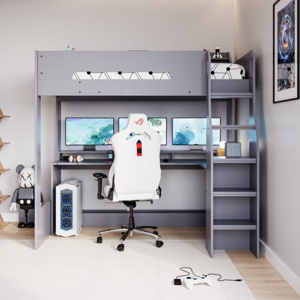 Flair Skyhigh Gaming High Sleeper Bed Frame, L-Shaped Desk, Anthracite — image 3