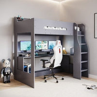 Flair Skyhigh Gaming High Sleeper Bed Frame, L-Shaped Desk, Anthracite thumbnail 1