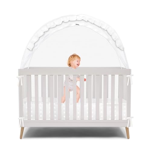 Wonder Space Elegant Baby Crib Net Tent - Minimalist Lace Design - Durable & Breathable Mesh to Keep Baby in & Stop Baby from Climbing Out - Mosquito & Insects Protection (Lace) — image 8