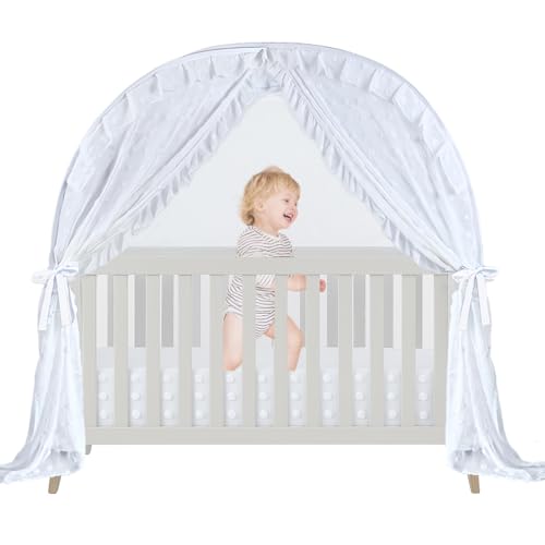 Wonder Space Elegant Baby Crib Net Tent - Minimalist Lace Design - Durable & Breathable Mesh to Keep Baby in & Stop Baby from Climbing Out - Mosquito & Insects Protection (Lace) — image 9