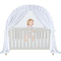 Wonder Space Elegant Baby Crib Net Tent - Minimalist Lace Design - Durable & Breathable Mesh to Keep Baby in & Stop Baby from Climbing Out - Mosquito & Insects Protection (Lace) thumbnail 9