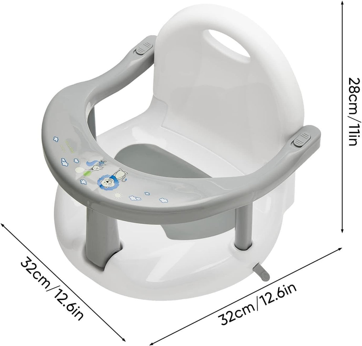 Foldable Baby Bath Seat Toddler Bathtub Seat with Suction Cups for Stability, Cute Wrap Around Bath Tub Chair Baby, Portable Anti-Slip Sit Up Support Seats for 6-18 Months Kids Toddler New Born Gift — image 7