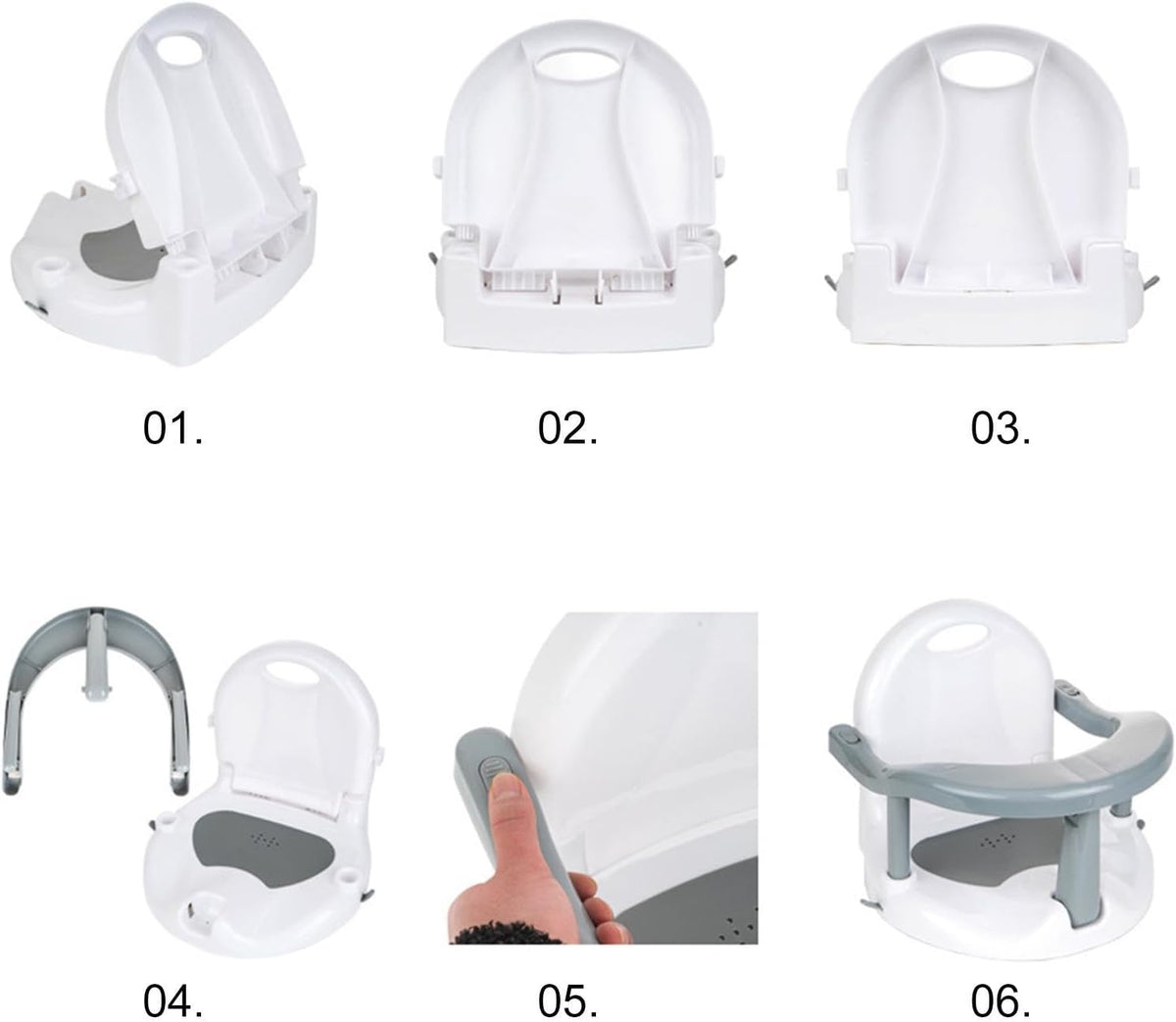 Foldable Baby Bath Seat Toddler Bathtub Seat with Suction Cups for Stability, Cute Wrap Around Bath Tub Chair Baby, Portable Anti-Slip Sit Up Support Seats for 6-18 Months Kids Toddler New Born Gift — image 5