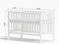 Wooden Baby Cot Bed With Deluxe Aloe Vera Mattress，Baby Crib，Convertible Cot，Baby Crib，3 Adjustable Bed Base Positions (120x60CM) thumbnail 6