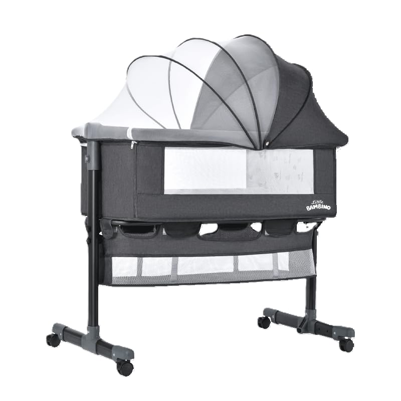 Crib for Baby, Bassinet Sleeper with Wheels, Height Adjustable, Tilts & Rocks, with Mosquito Nets, Large Storage Bag, for Infant/Baby/Newborn (Pink) — image 8