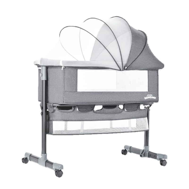 Crib for Baby, Bassinet Sleeper with Wheels, Height Adjustable, Tilts & Rocks, with Mosquito Nets, Large Storage Bag, for Infant/Baby/Newborn (Pink) — image 9