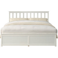Selena Double Ottoman Bed Frame, Slatted Headboard, White thumbnail 3