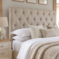 6ft Super King Ottoman Bed Frame, Chesterfield Button Headboard, Natural thumbnail 5