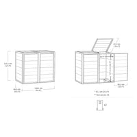 Keter Double 480 L Weatherproof Wheelie Bin Storage Unit thumbnail 7