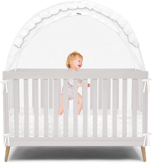 Wonder Space Elegant Baby Crib Net Tent - Minimalist Lace Design - Durable & Breathable Mesh to Keep Baby in & Stop Baby from Climbing Out - Mosquito & Insects Protection (Lace)