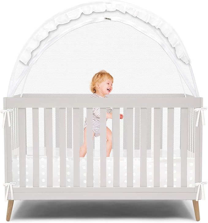 Wonder Space Elegant Baby Crib Net Tent - Minimalist Lace Design - Durable & Breathable Mesh to Keep Baby in & Stop Baby from Climbing Out - Mosquito & Insects Protection (Lace) — image 7