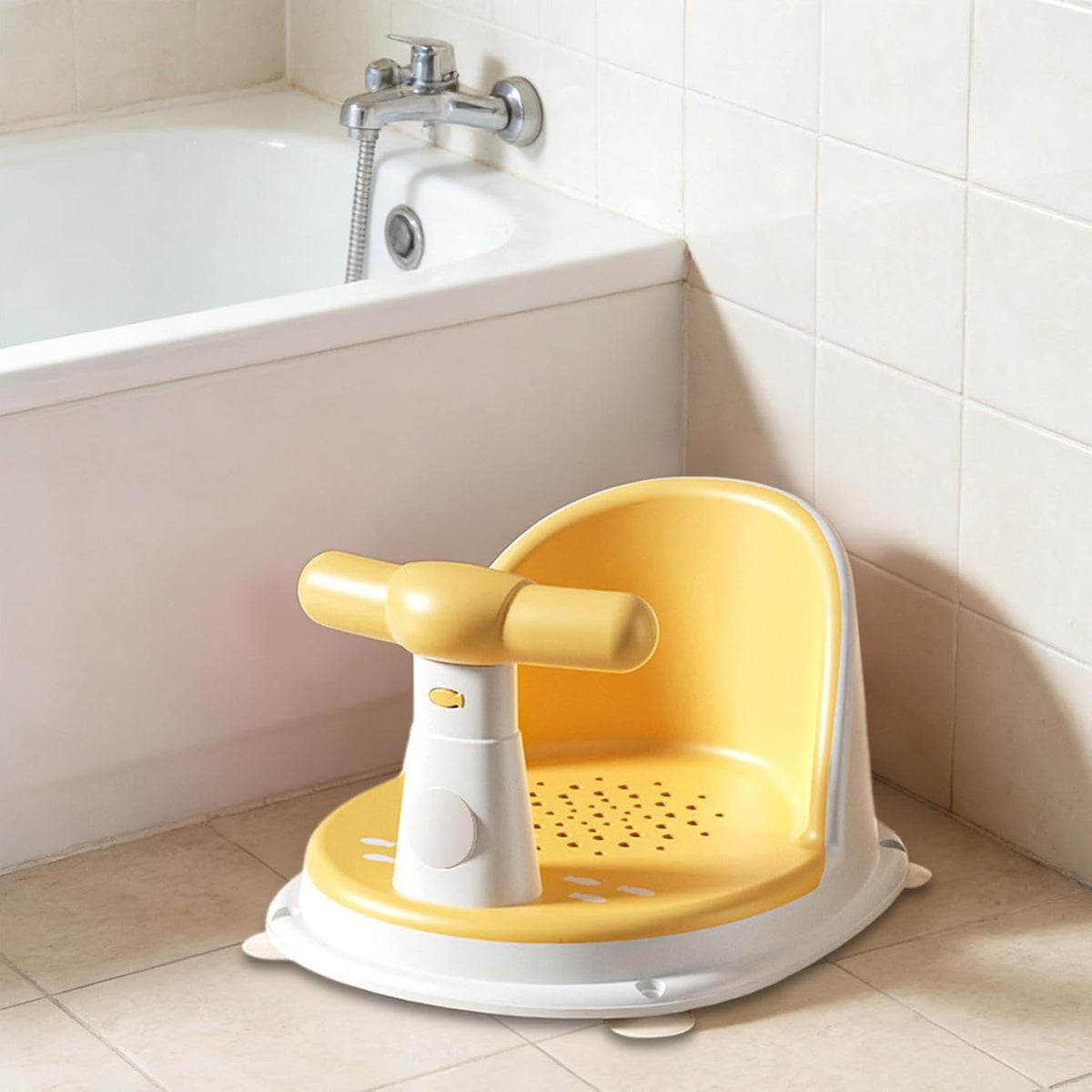 Sharplace Baby Bath Tub Seat Stable Comfortable Non Slip Suction Kids Bathing Seat Tub Sitting up for Newborn 6-18 Months Infants Gifts, Yellow - View 5
