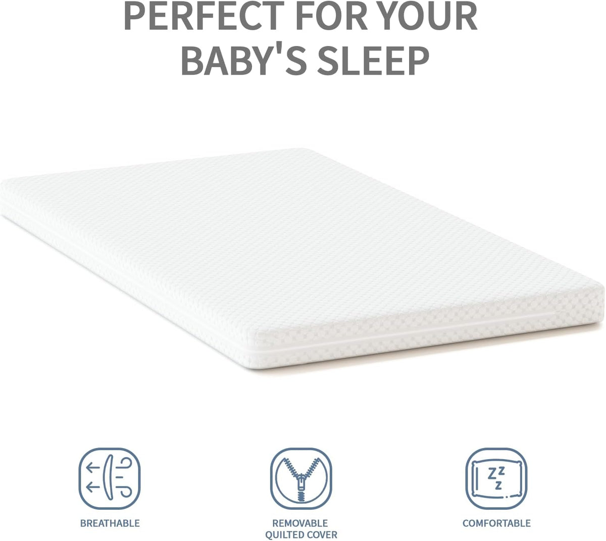 Wooden Baby Cot Bed With Deluxe Aloe Vera Mattress，Baby Crib，Convertible Cot，Baby Crib，3 Adjustable Bed Base Positions (120x60CM) — image 3