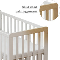Wooden Baby Cot Bed With Deluxe Aloe Vera Mattress，Baby Crib，Convertible Cot，Baby Crib，3 Adjustable Bed Base Positions (120x60CM) thumbnail 8