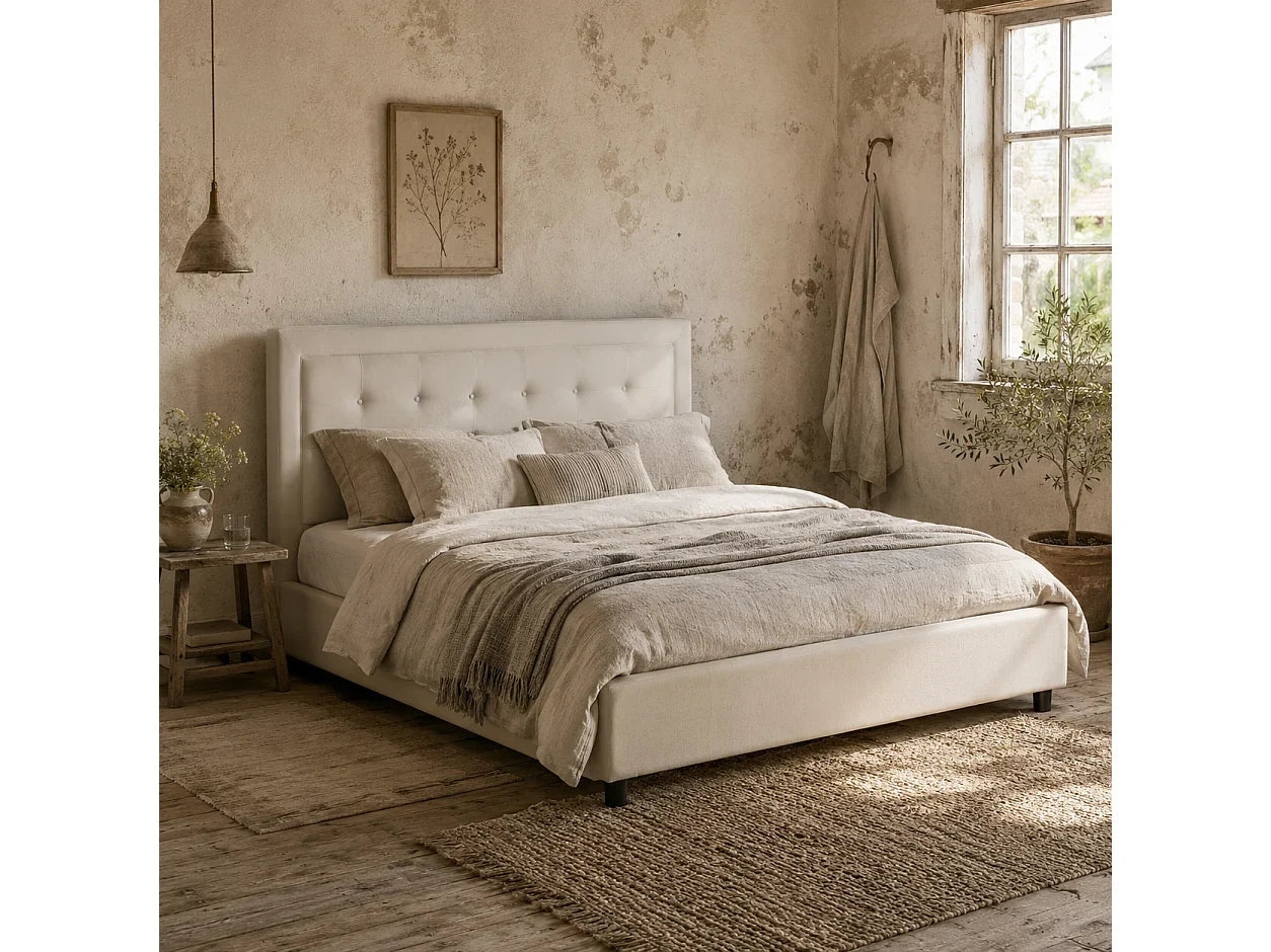 Zina 5ft King Ottoman Bed Frame, Front Divan Drawer, Cream