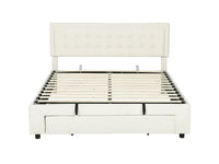 Zina 5ft King Ottoman Bed Frame, Front Divan Drawer, Cream thumbnail 2