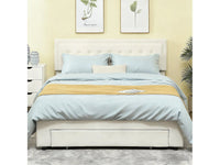 Zina 5ft King Ottoman Bed Frame, Front Divan Drawer, Cream thumbnail 3