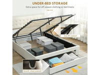 Zina 5ft King Ottoman Bed Frame, Front Divan Drawer, Cream thumbnail 4