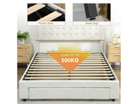 Zina 5ft King Ottoman Bed Frame, Front Divan Drawer, Cream thumbnail 6