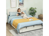 Zina 5ft King Ottoman Bed Frame, Front Divan Drawer, Cream thumbnail 8