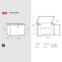 Keter 2020 L Large Outdoor Horizontal Storage Shed with Lockable Doors thumbnail 7