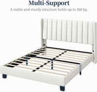 Yaheetech Bed Frame, Channel Tufted Wing Headboard thumbnail 9