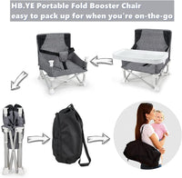 Baby Portable Travel Booster Seat Folding Dining Chair High Multifunctional Child Little Seat Dining Aluminum Alloy Travel Compact high Chair with Tray Grey thumbnail 2