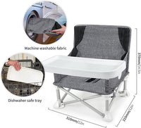 Baby Portable Travel Booster Seat Folding Dining Chair High Multifunctional Child Little Seat Dining Aluminum Alloy Travel Compact high Chair with Tray Grey thumbnail 6