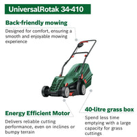 Bosch 34 cm Electric Lawn Mower with 40 L Grass Box thumbnail 2