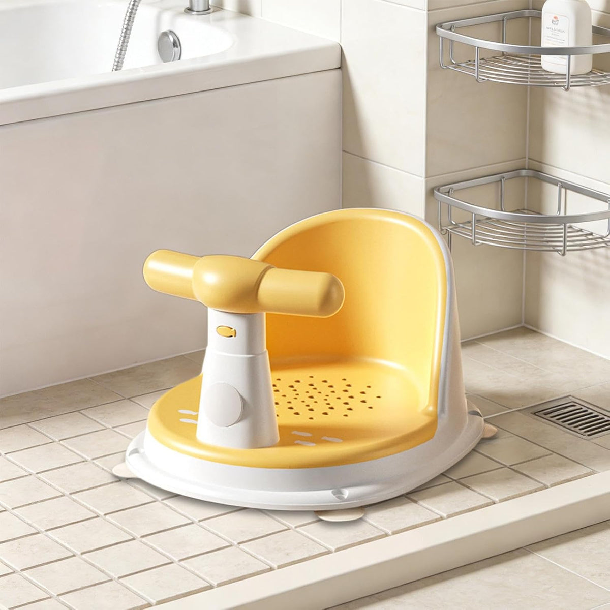 Sharplace Baby Bath Tub Seat Stable Comfortable Non Slip Suction Kids Bathing Seat Tub Sitting up for Newborn 6-18 Months Infants Gifts, Yellow — image 6
