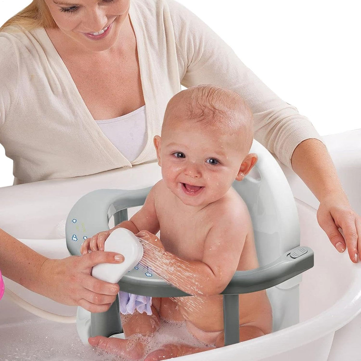 Foldable Baby Bath Seat Toddler Bathtub Seat with Suction Cups for Stability, Cute Wrap Around Bath Tub Chair Baby, Portable Anti-Slip Sit Up Support Seats for 6-18 Months Kids Toddler New Born Gift - View 3