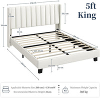 Yaheetech Bed Frame, Channel Tufted Wing Headboard thumbnail 2