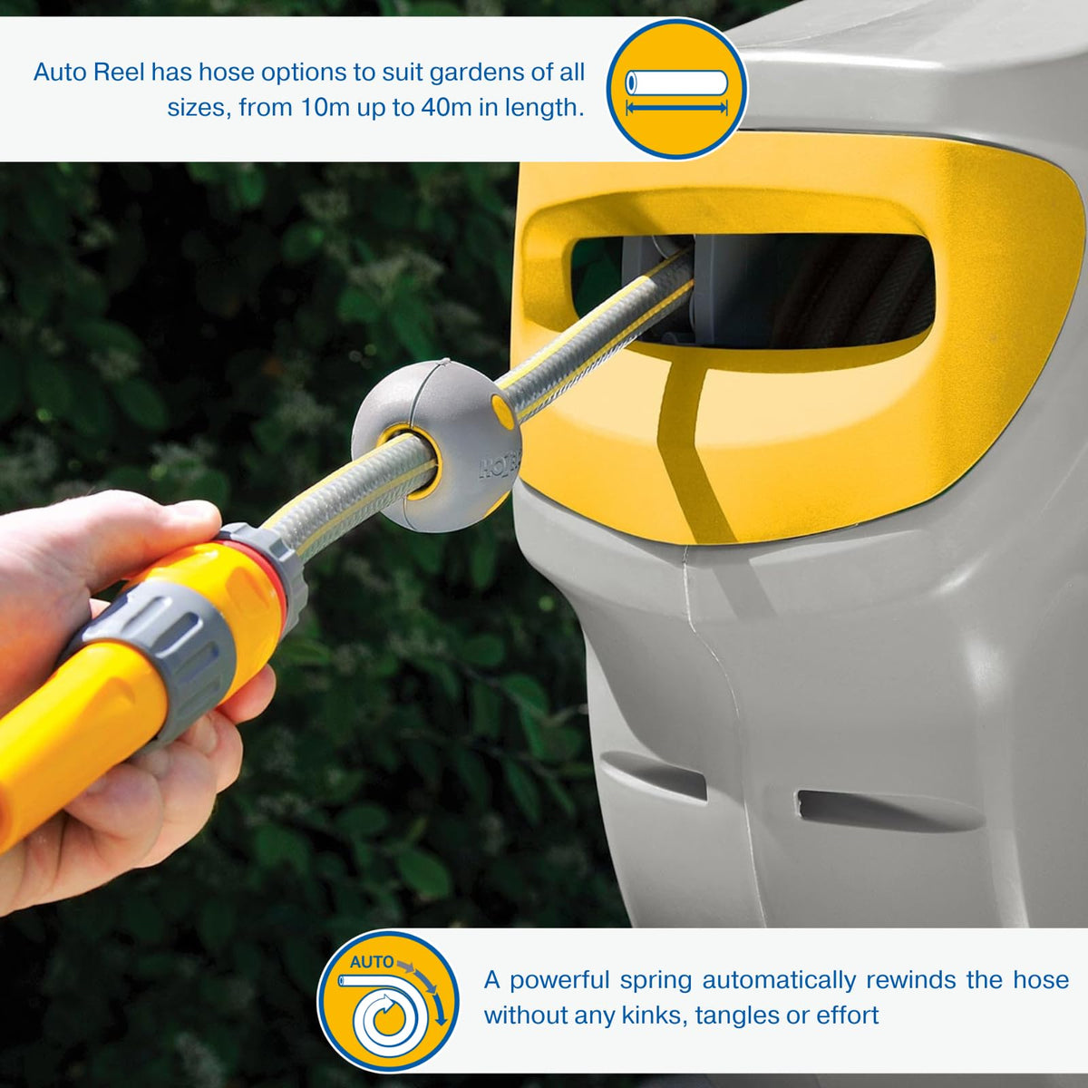 40 m Automatic Wall Mounted Garden Hose Reel with 180° Pivot — image 3