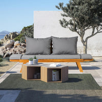 Acacia Wood Convertible Outdoor Sofa Bed with Cushions thumbnail 8