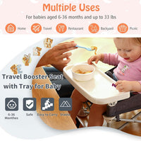 Baby Portable Travel Booster Seat Folding Dining Chair High Multifunctional Child Little Seat Dining Aluminum Alloy Travel Compact high Chair with Tray Grey thumbnail 4