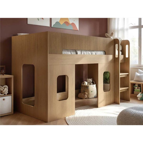 Flair Furniture Lino Playhouse Mid Sleeper Bed, Oak — image 2